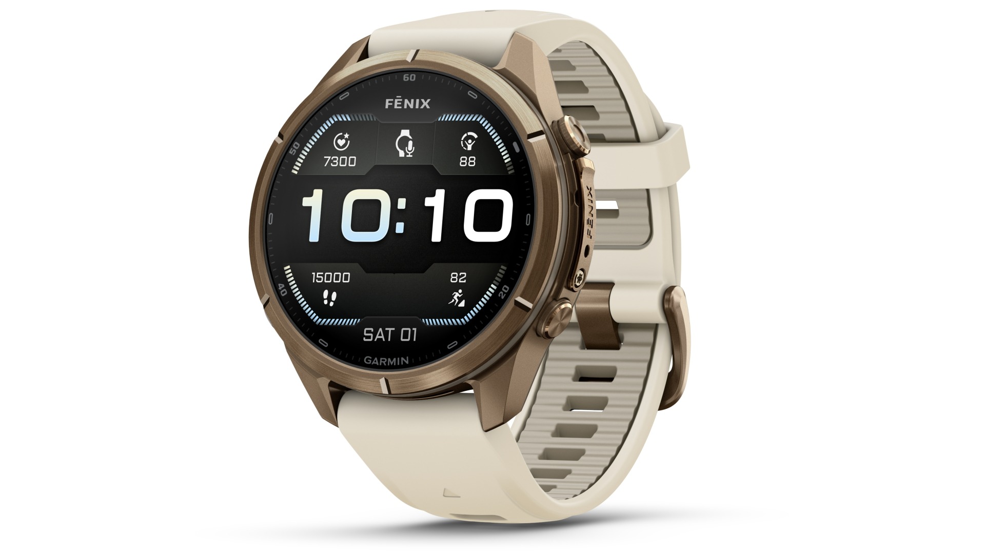 Garmin Fenix 9 Pro 43mm Multisport GPS Smartwatch - Autumn Gold Titanium with Cream/French Grey Silicone Band