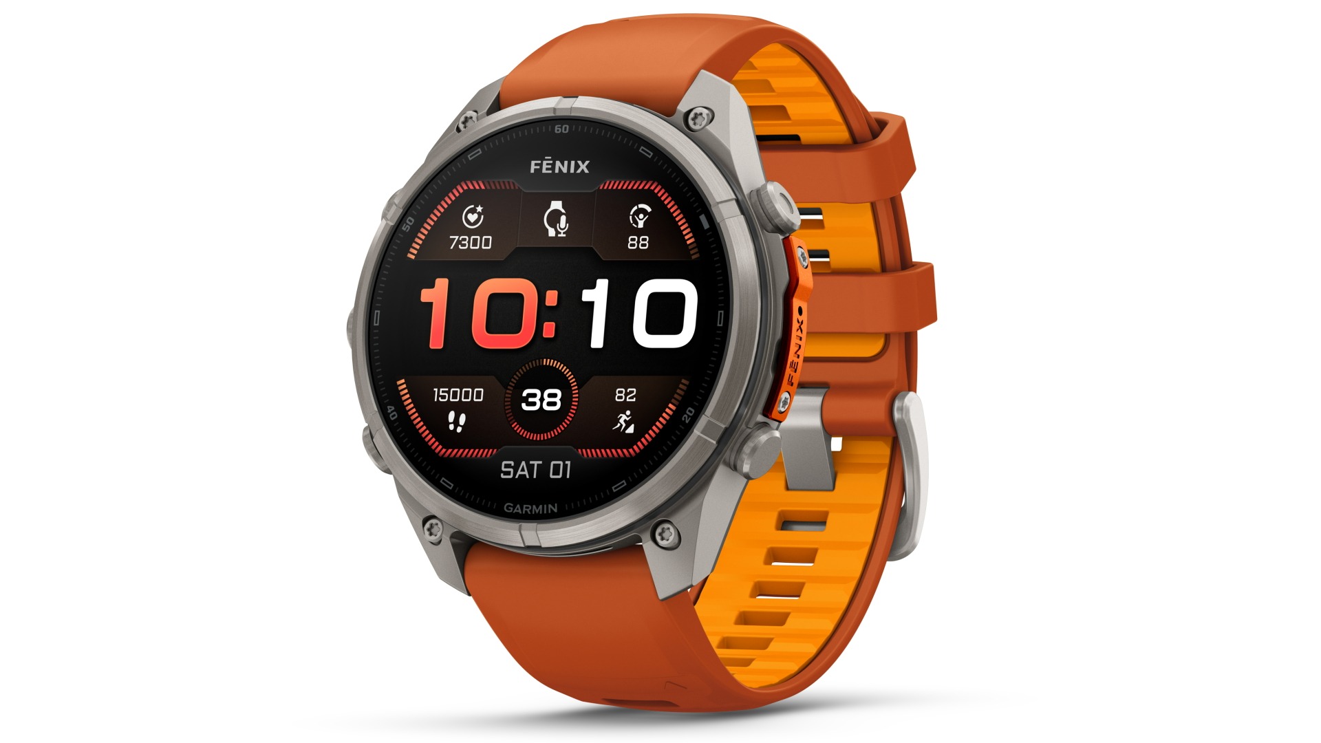 Garmin Fenix 9 Pro 47mm Multisport GPS Smartwatch - Titanium with Autumn Orange/Spark Orange Silicone Band