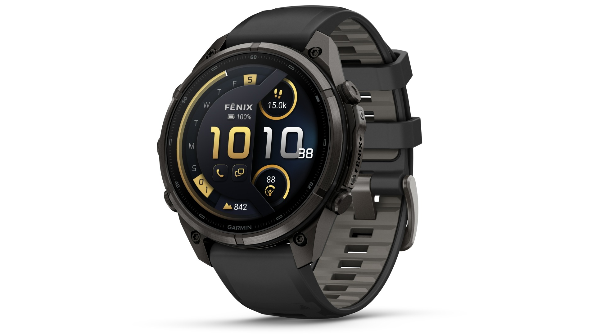 Garmin Fenix 9 Pro 47mm inReach Multisport GPS Smartwatch - Carbon Grey DLC Titanium with Black/Pebble Grey Silicone Band