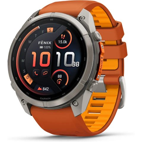 Garmin Fenix 9 Pro 51mm inReach Multisport GPS Smartwatch - Titanium with Autumn Orange/Spark Orange Silicone Band
