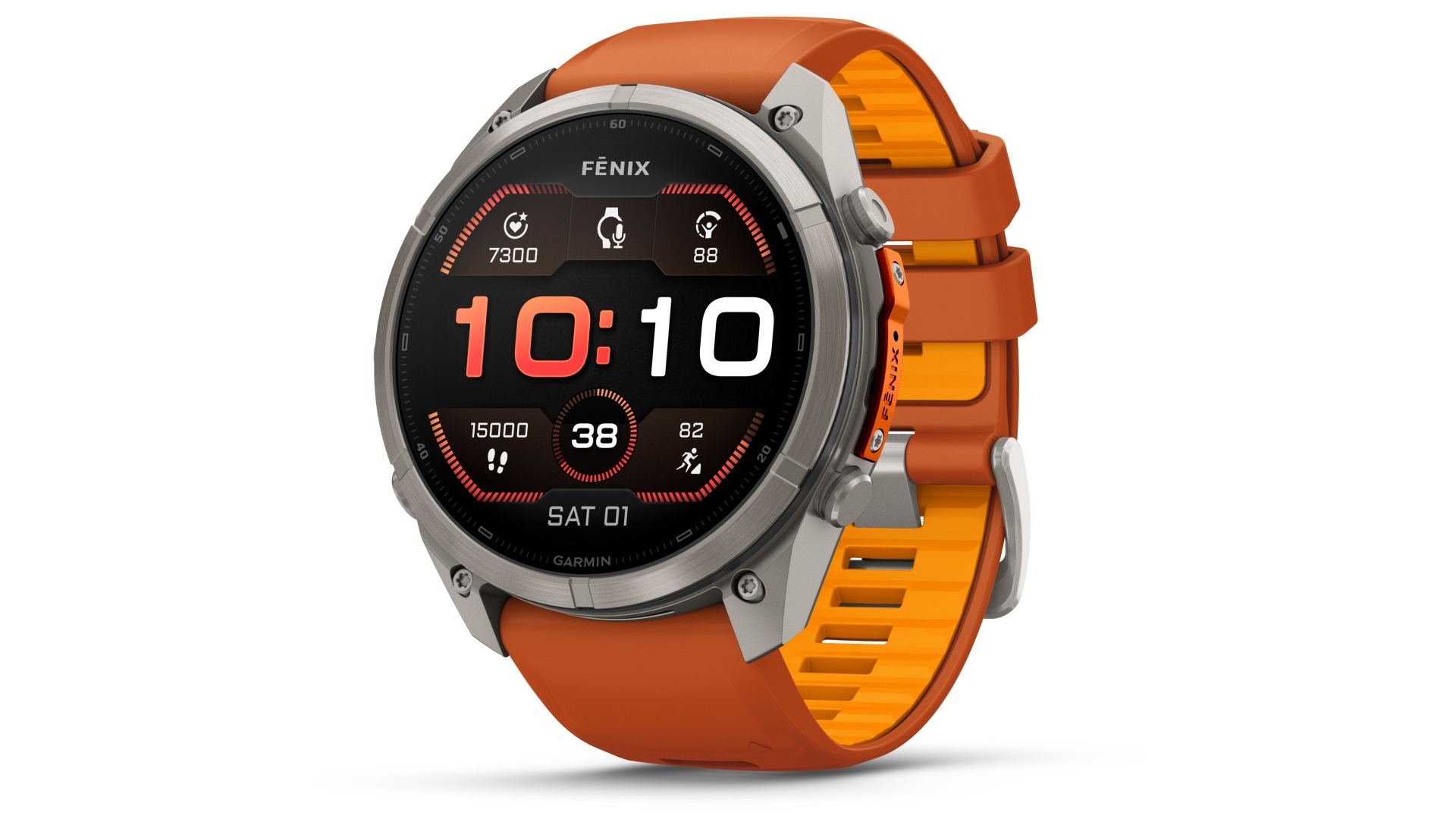 Garmin Fenix 9 Pro 51mm Multisport GPS Smartwatch - Titanium with Autumn Orange/Spark Orange Silicone Band