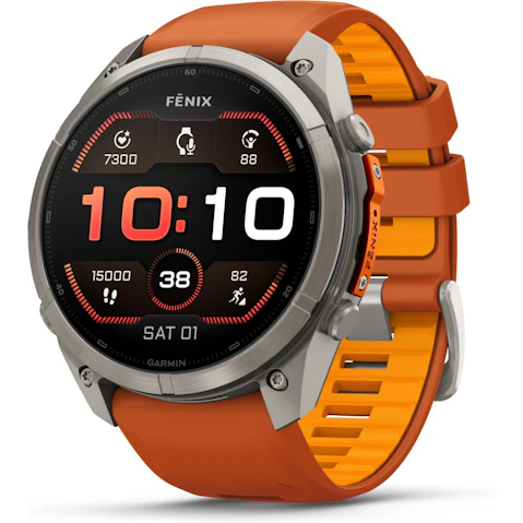 Garmin Fenix 9 Pro 51mm Multisport GPS Smartwatch - Titanium with Autumn Orange/Spark Orange Silicone Band