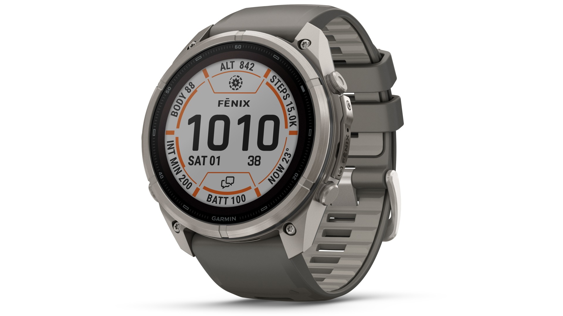 Garmin Fenix 9 Pro 51mm Solar inReach Multisport GPS Smartwatch - Titanium with Pebble Grey Silicone Band