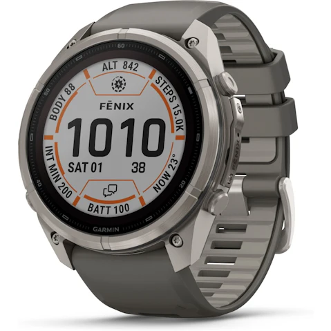 Garmin Fenix 9 Pro 51mm Solar inReach Multisport GPS Smartwatch - Titanium with Pebble Grey Silicone Band