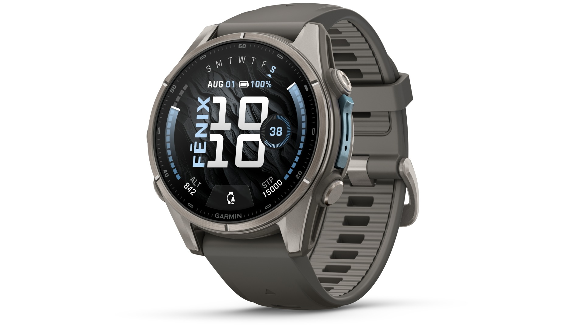 Garmin Fenix 9 43mm Multisport GPS Smartwatch - Titanium with Pebble Grey Silicone Band