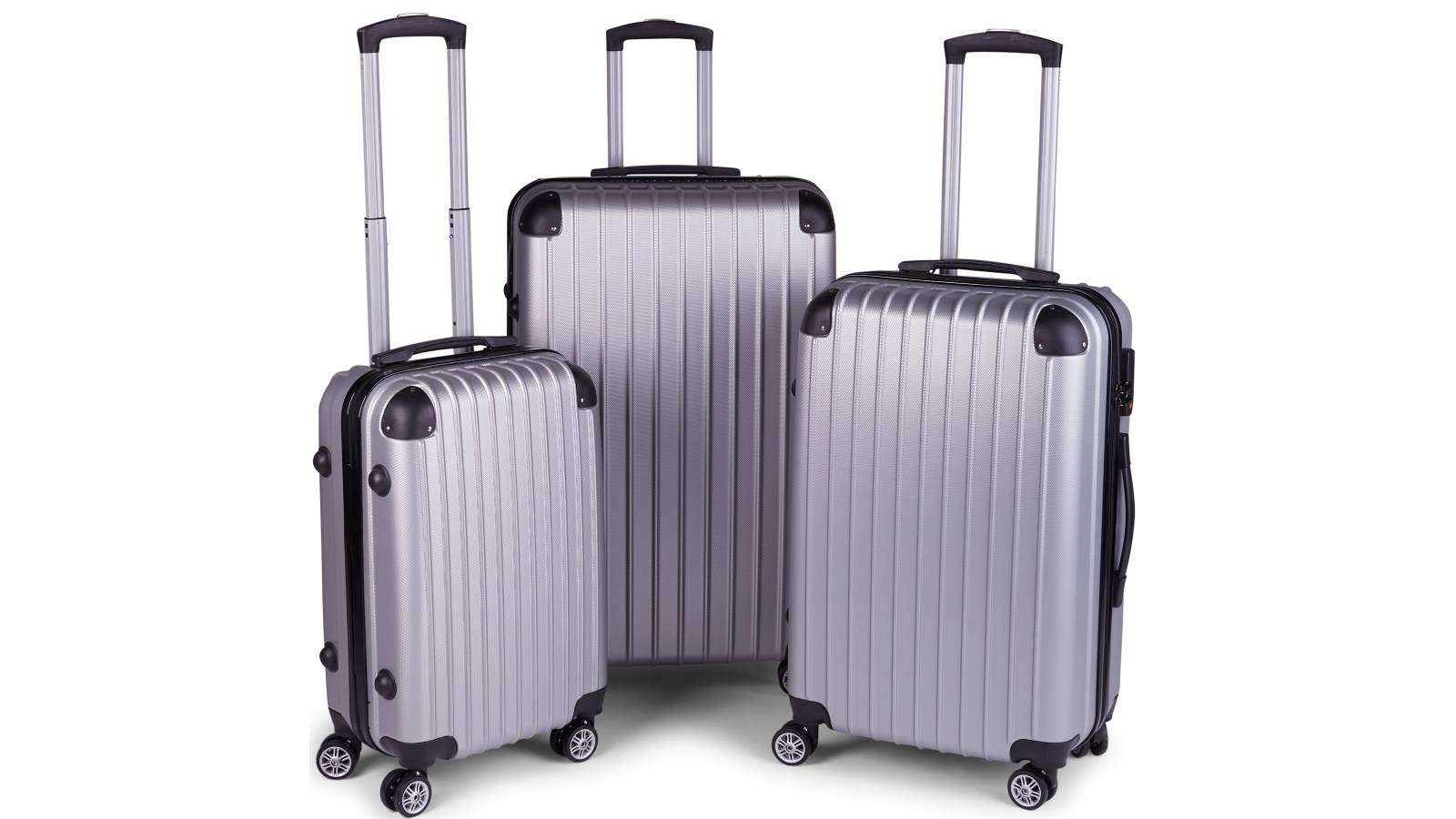 Milano 3 Piece Premium Luggage Set Silver Harvey Norman