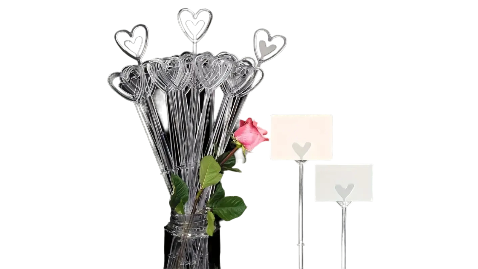 TM 50 Piece Heart-Shaped Plastic Flower Card Holder