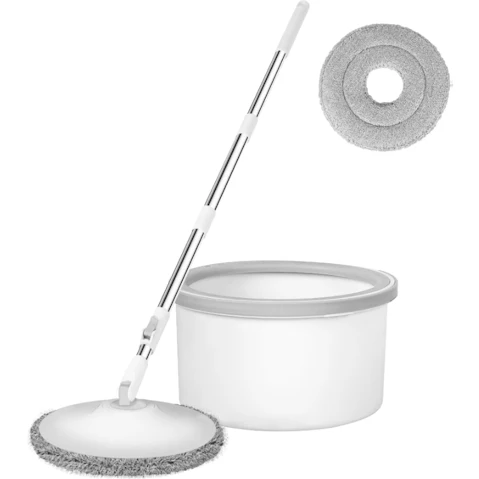 Cleanflo 360 Degree Round Spinning Mop and Bucket Set with 2 Free Mop Heads
