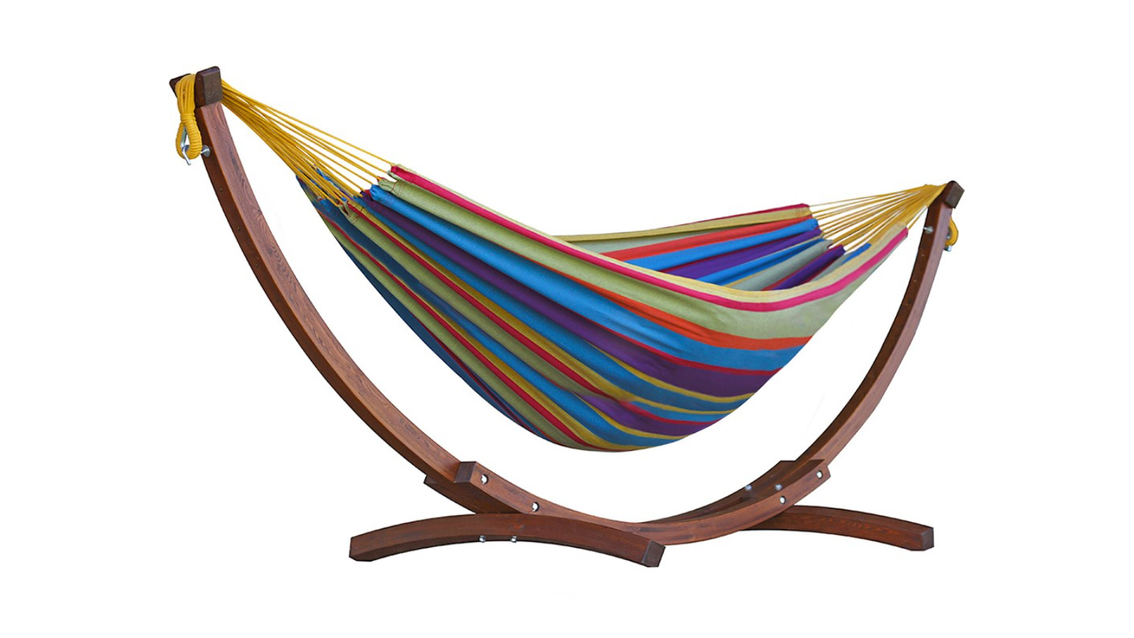 Vivere 260cm Cotton Hammock with Solid Pine Stand - Tropical
