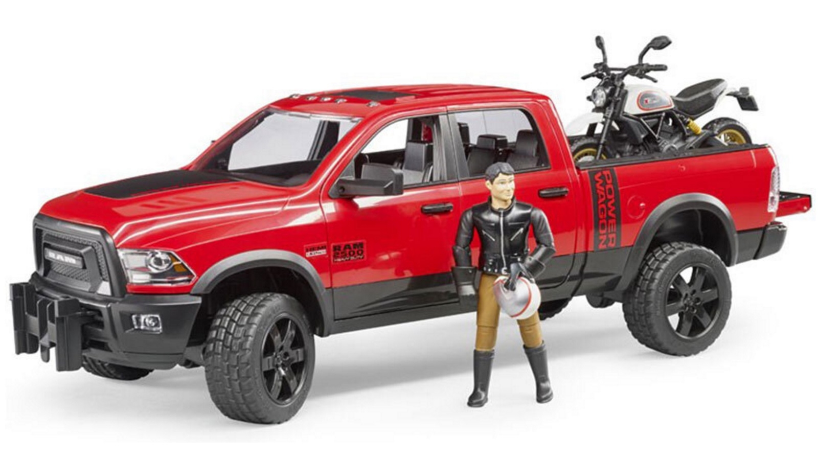 Bruder RAM 2500 Power Wagon with Scrambler Ducati Desert Sled