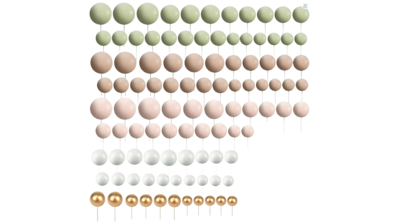 NNEOBA 110 Piece DIY Cupcake Topper Mini Ball Set - Matcha Green