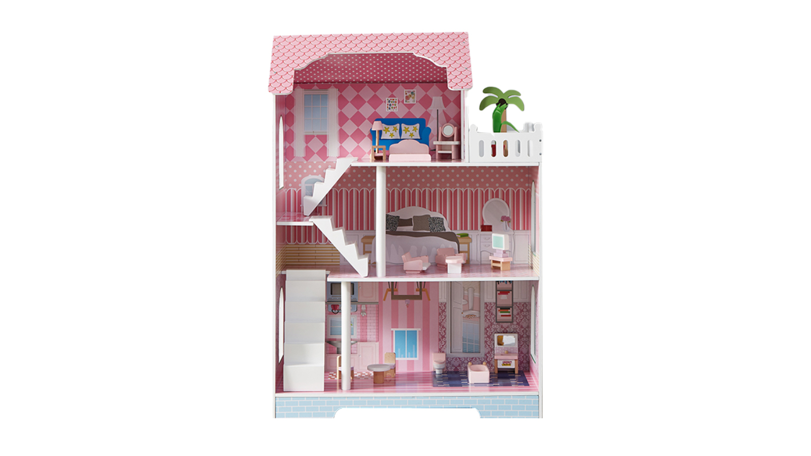 All 4 Kids 3-Level Quinn Dollhouse with Furniture