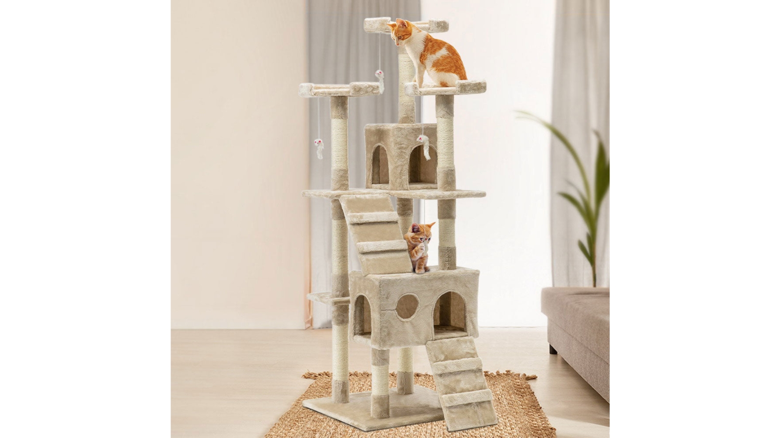 Bargene 170cm Cat Tree Scratching Post Scratcher Pole - Beige