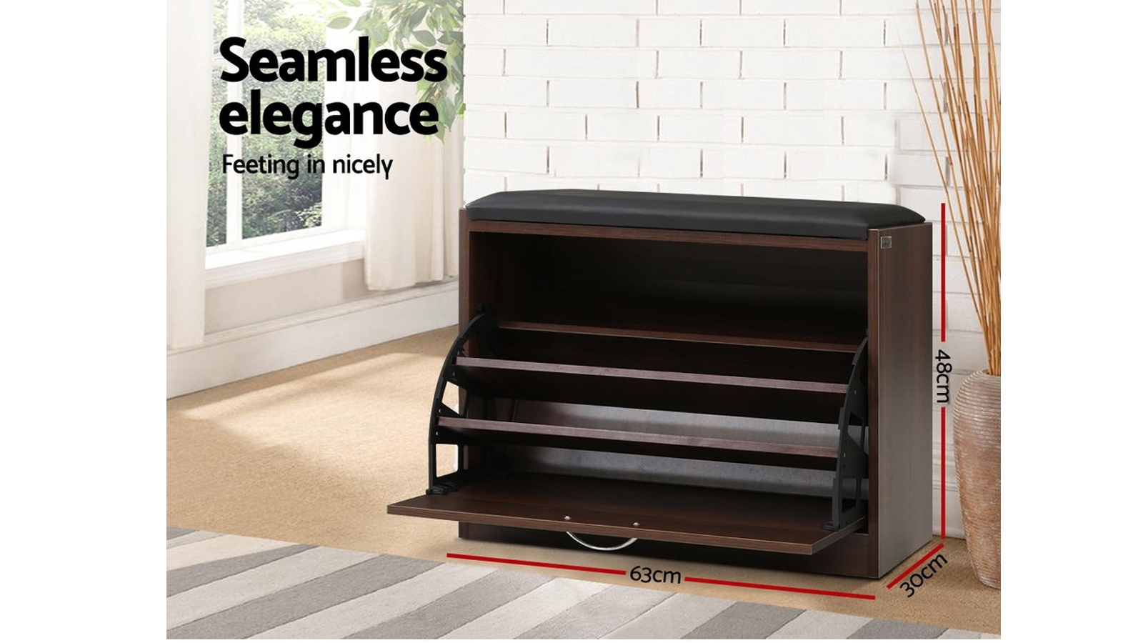 Artiss 15 Pairs Shoe Walnut Harvey Norman