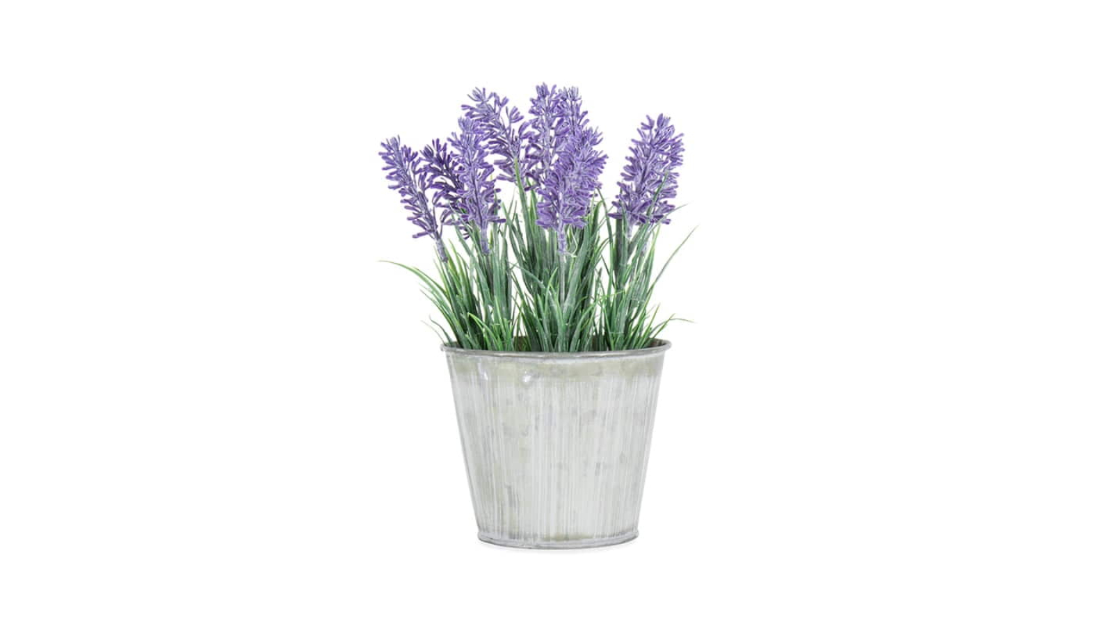 Willow and Silk Artificial High St Lavender in Distressed Tin Pot - 16 x 24cm