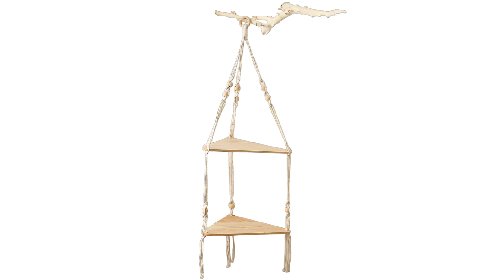 NNEOBA Boho Wood Hanging Shelf - Stylish Home Decor Shelves on Wall