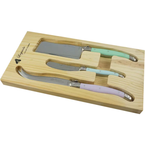 Laguiole By Louis Thiers 3 Piece Cheese Knives Set - Multi-Pastel Cool