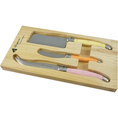 Laguiole By Louis Thiers 3 Piece Cheese Knives Set - Pastel Warm