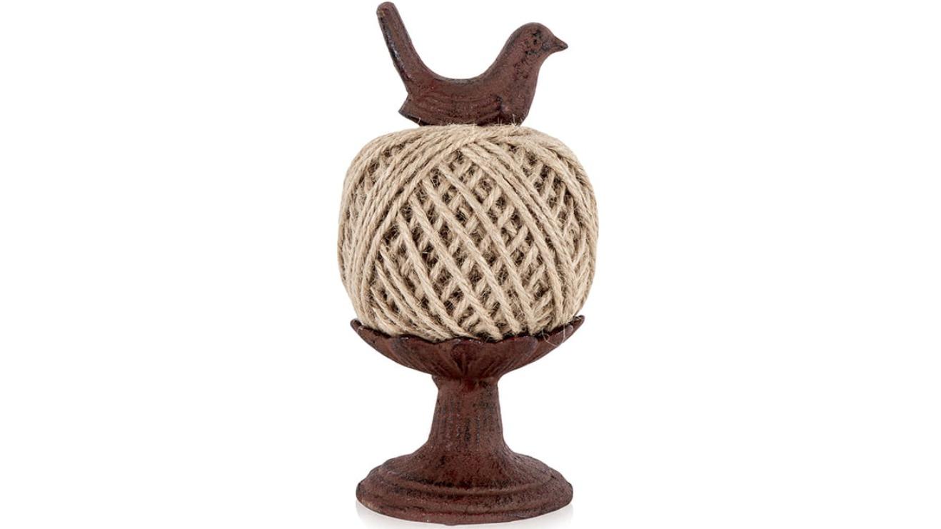 Willow and Silk Rust Metal Ball of String with Bird