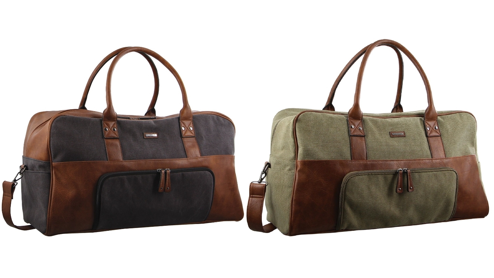 Pierre Cardin Unisex 2-Tone Canvas Overnight Bag