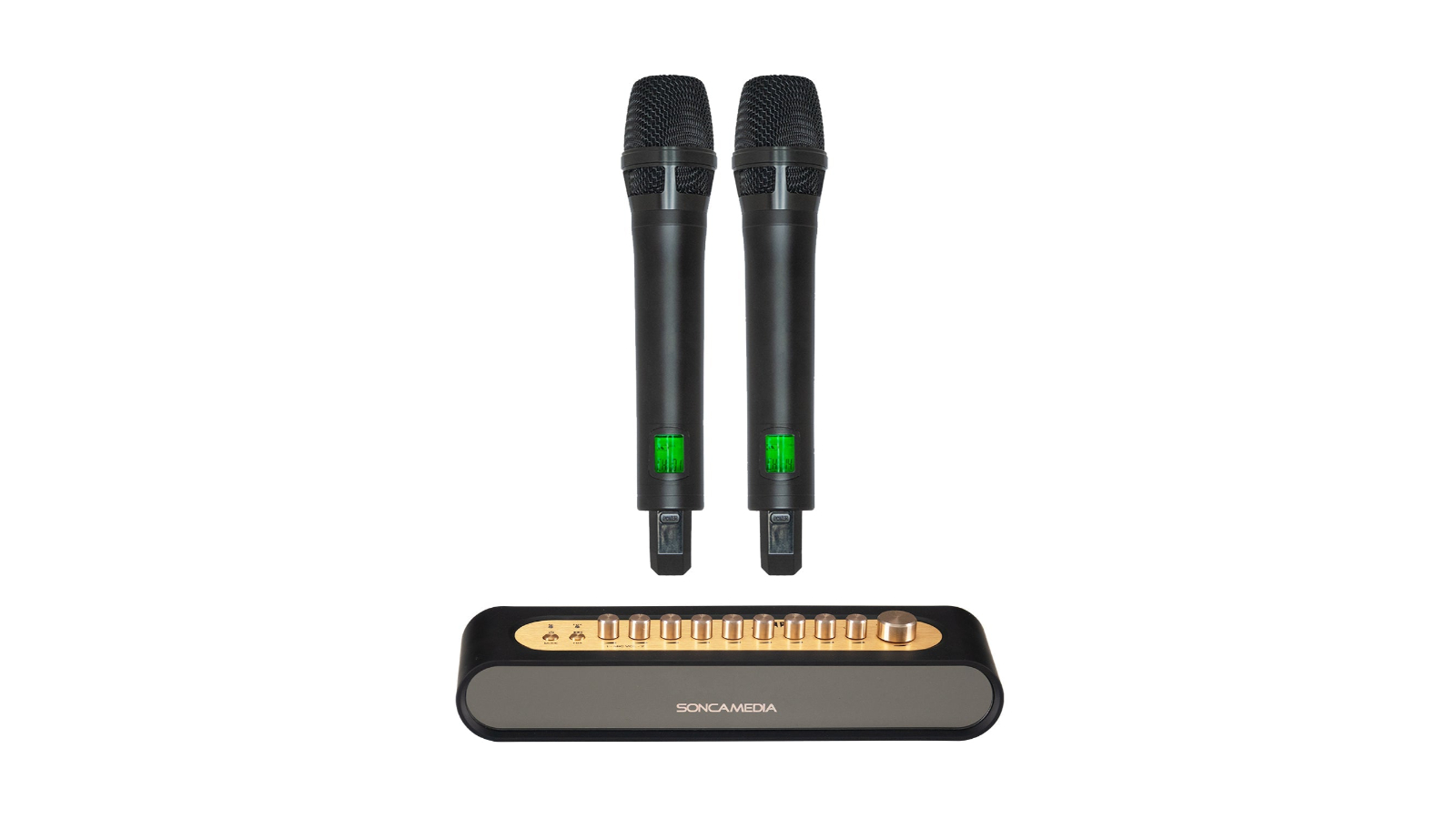 SONCAMEDIA Karaoke Vocal and Music Mixer with Dual UHF Wireless Mic