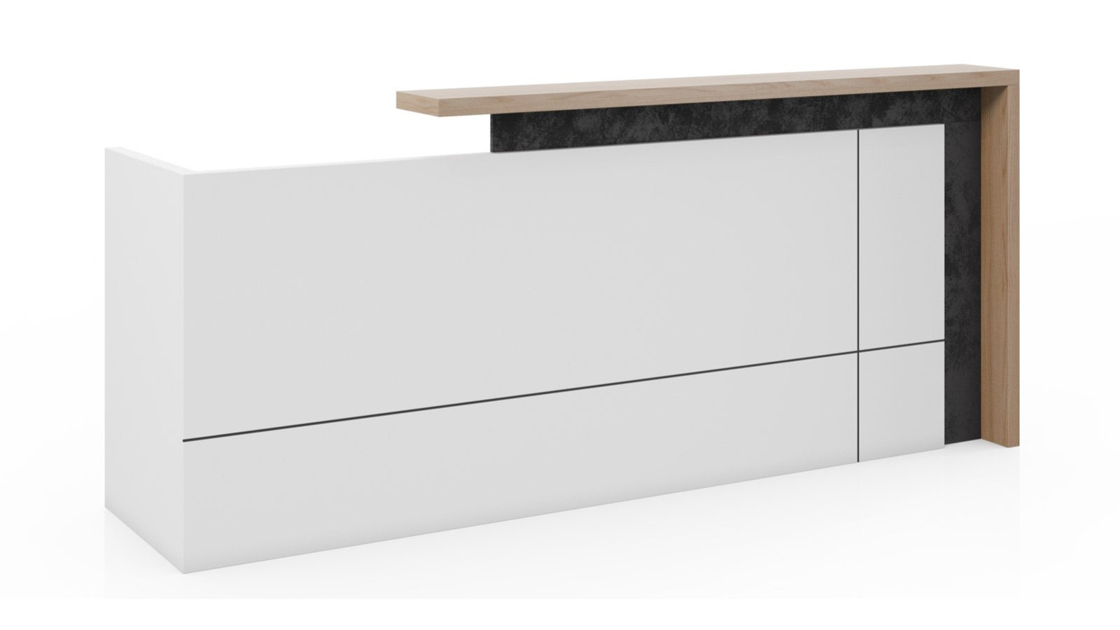 DreasyTech 180cm Left Reception Counter Desk - White/Brown
