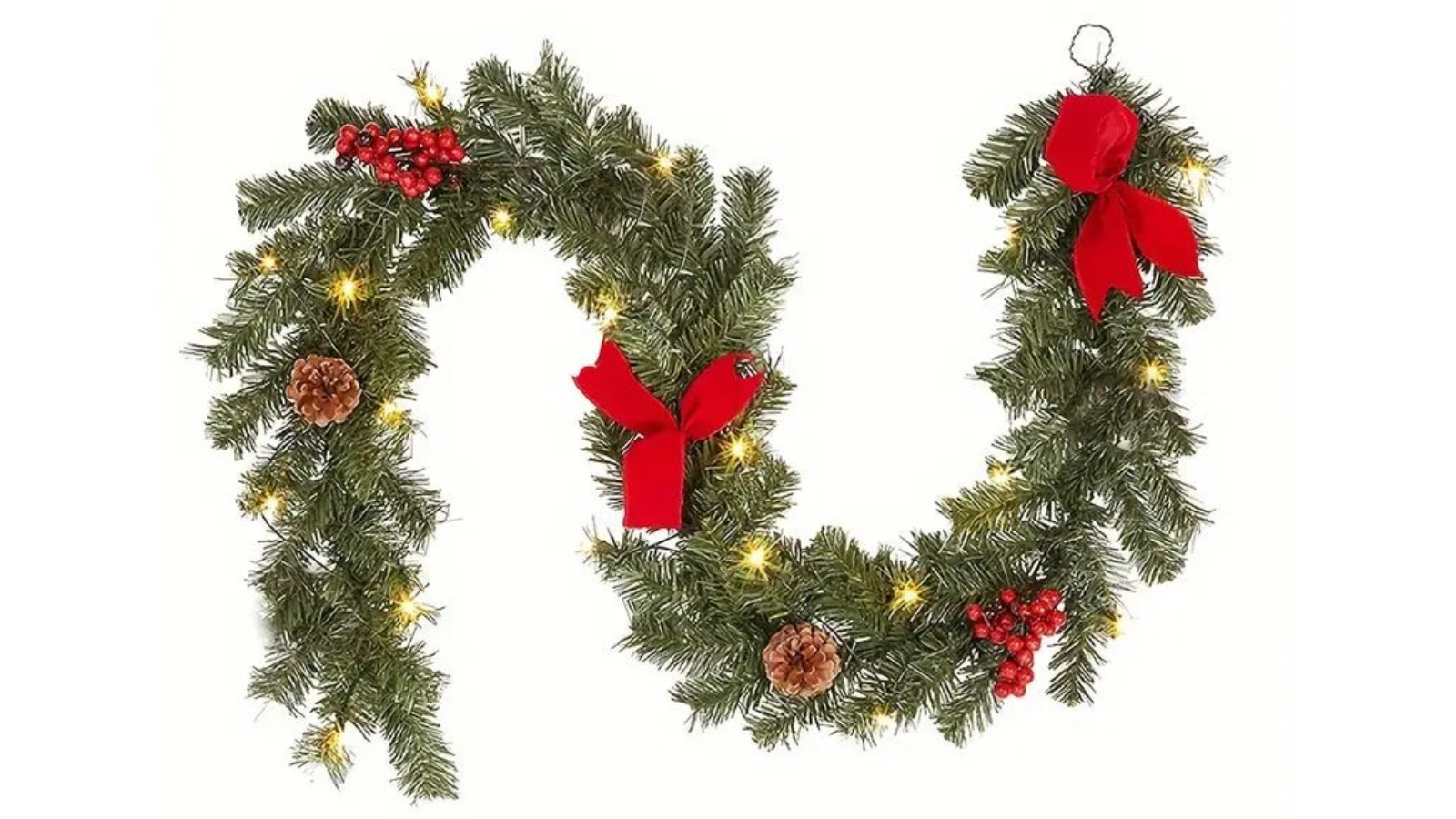 TM Twinkling Tidings LED Christmas Rattan Garland Lighting