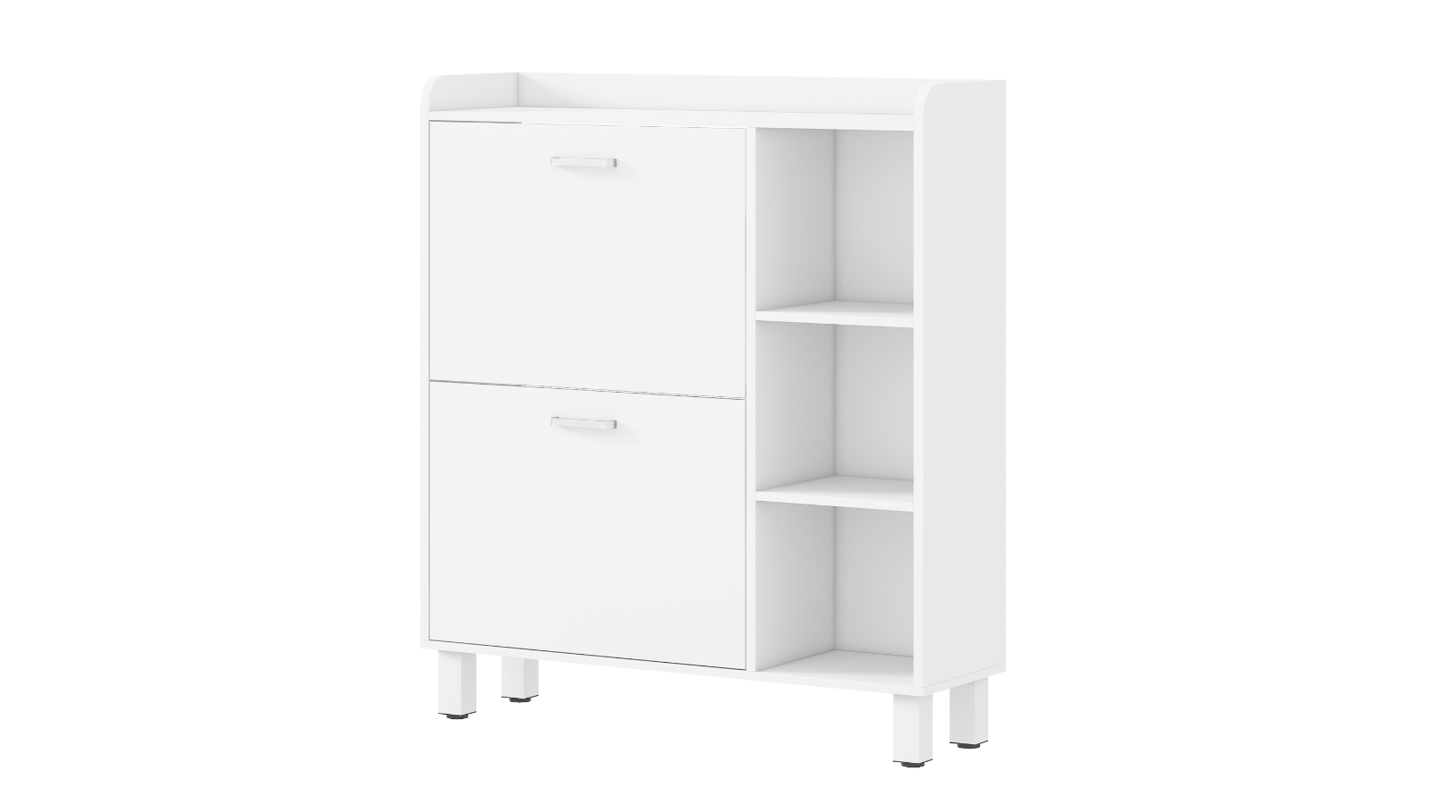 Advwin Flip Drawers and Open Shelf Organizer Shoe Cabinet - White 