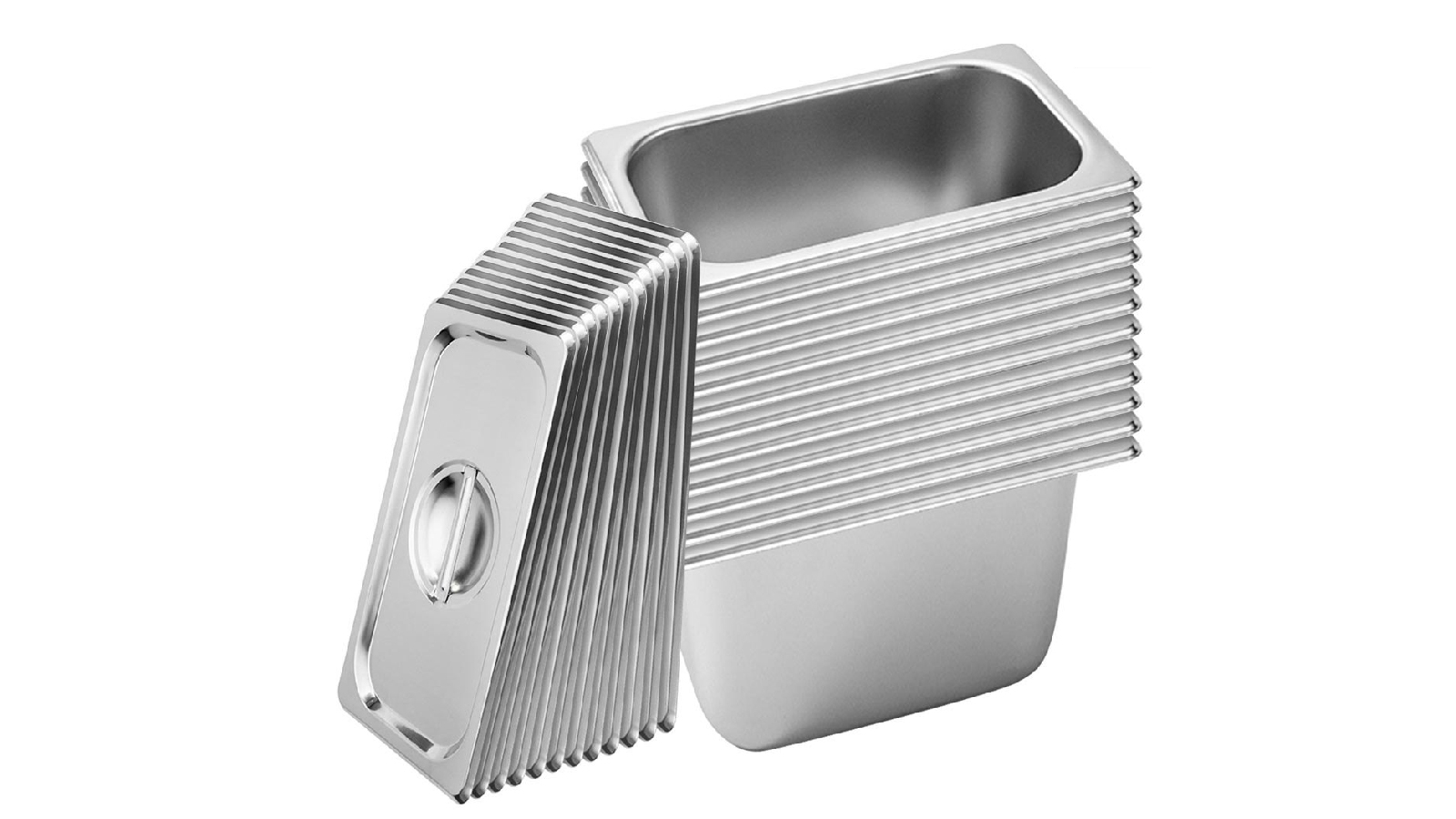 SOGA 12x Gastronorm GN Pan Full Size 1/3 GN Pan 20cm Deep Stainless Steel Tray With Lid