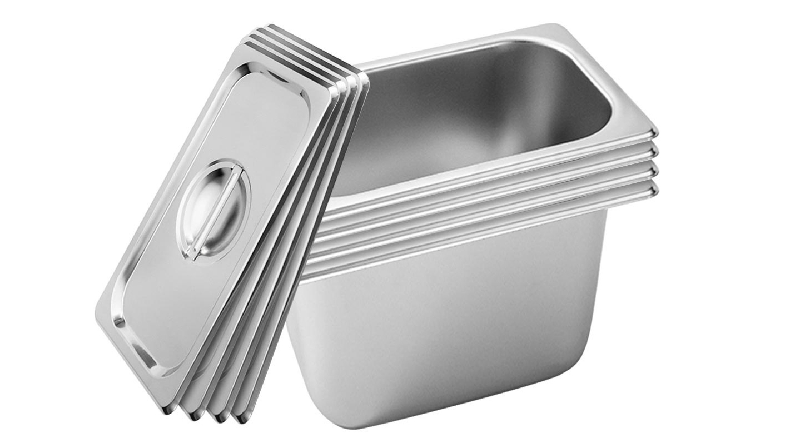 SOGA 4x Gastronorm GN Pan Full Size 1/3 GN Pan 20cm Deep Stainless Steel Tray With Lid