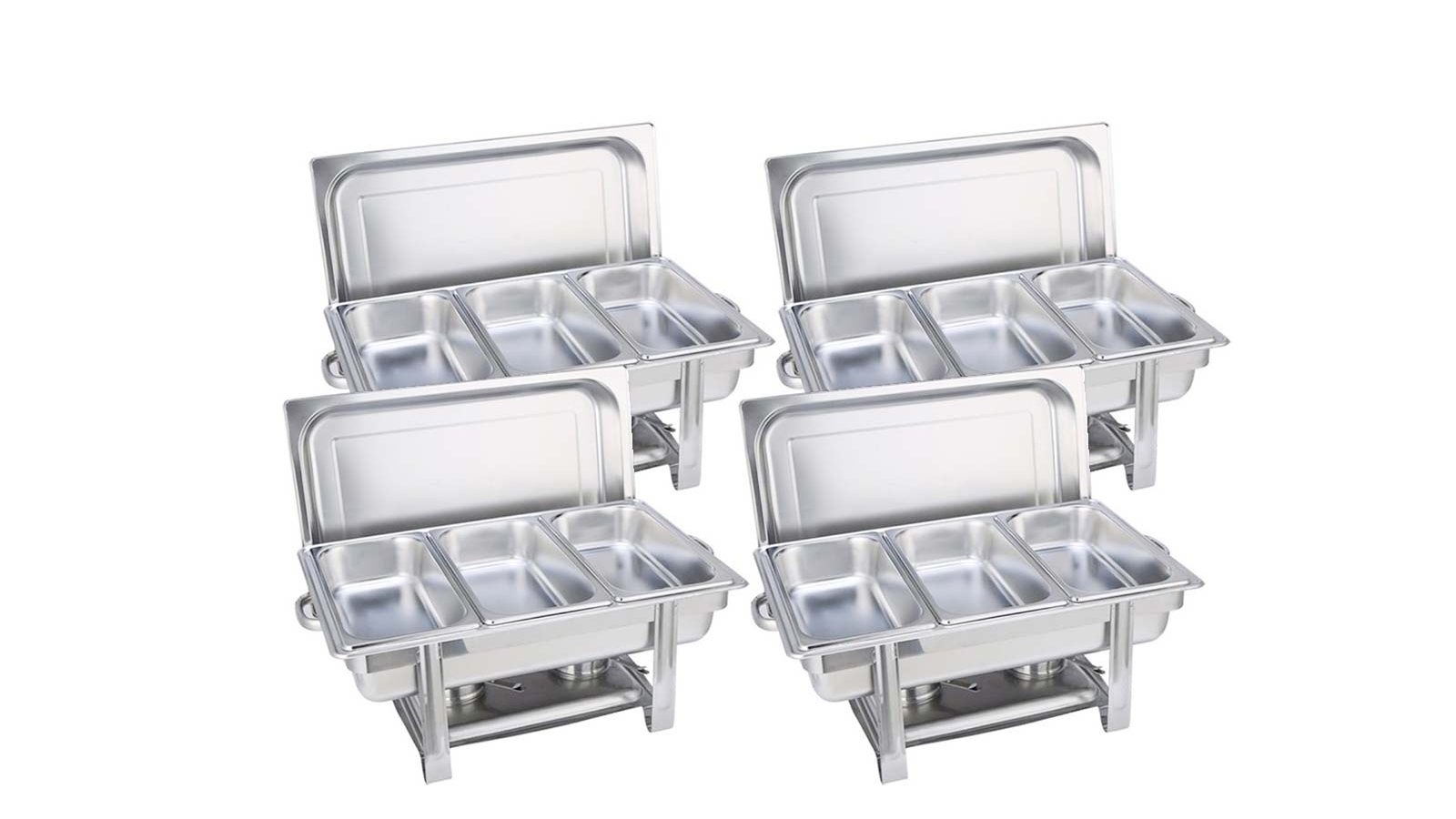 SOGA 4X Stainless Steel Chafing Triple Tray Catering Dish Food Warmer