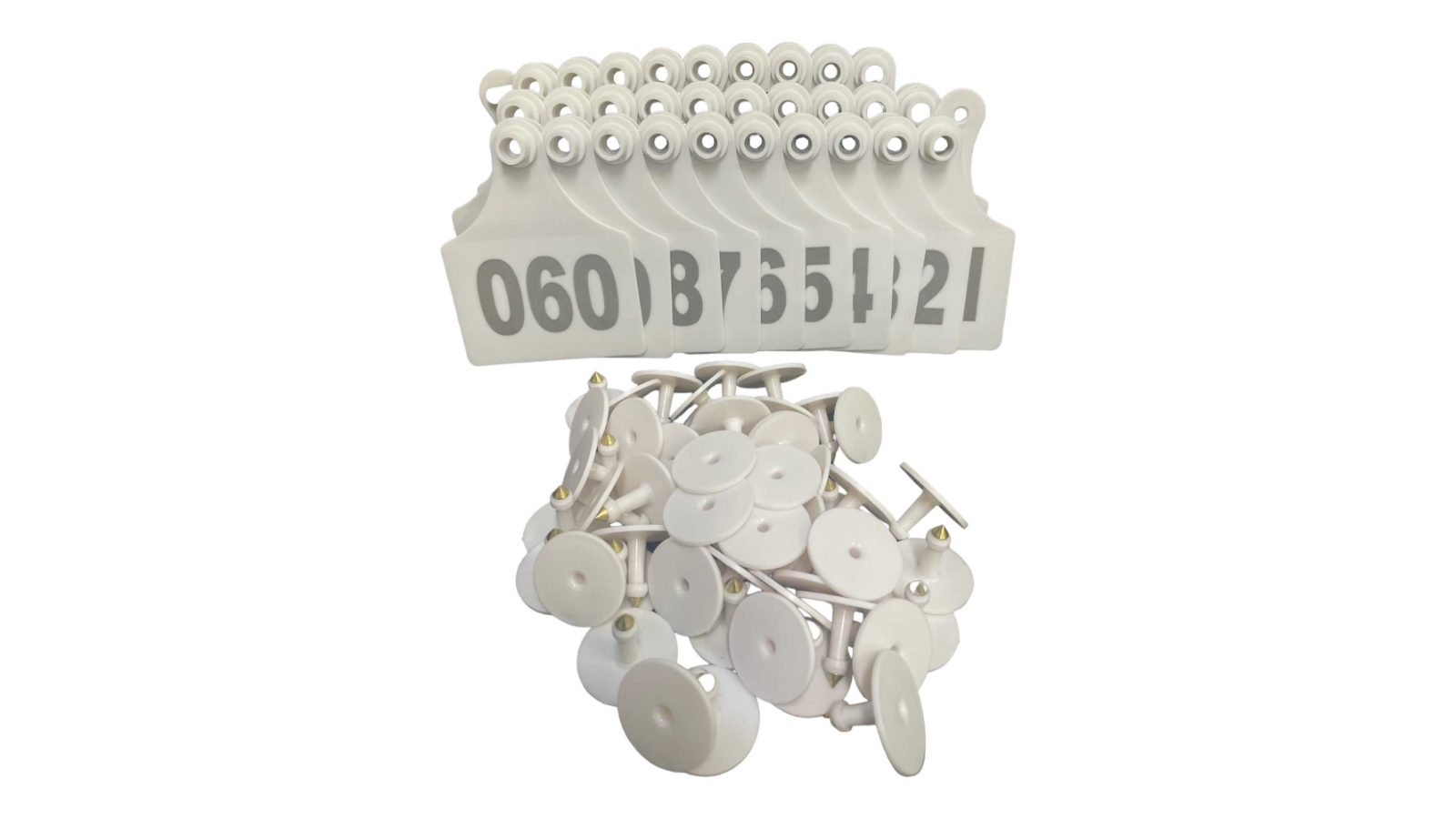 Rooster Farms 7 x 10cm 1-100 Number Cattle Ear Tags Set - White