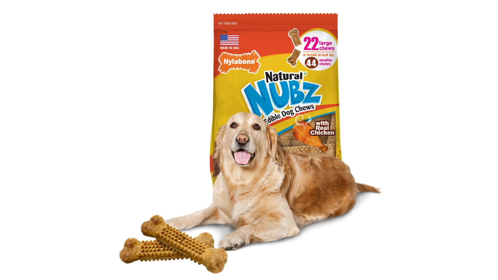 Nylabone 2.4kg Nubz Dog Chews Chicken Treats Dental Long Lasting USA Made