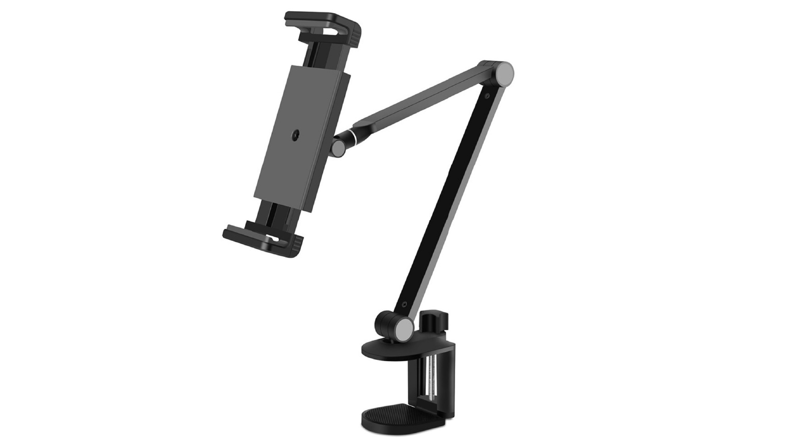 Todo 4.7 - 12.9 Inch Aluminium Foldable Tablet Stand Mount with Clamp Holder Bracket - Black