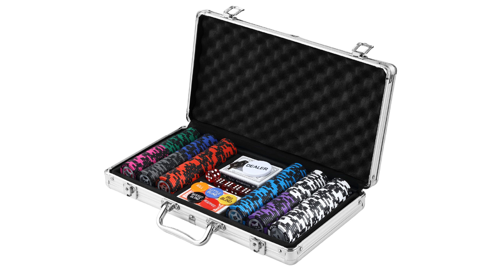 CrazySales 300 Piece Poker Chips Set with Aluminium Case