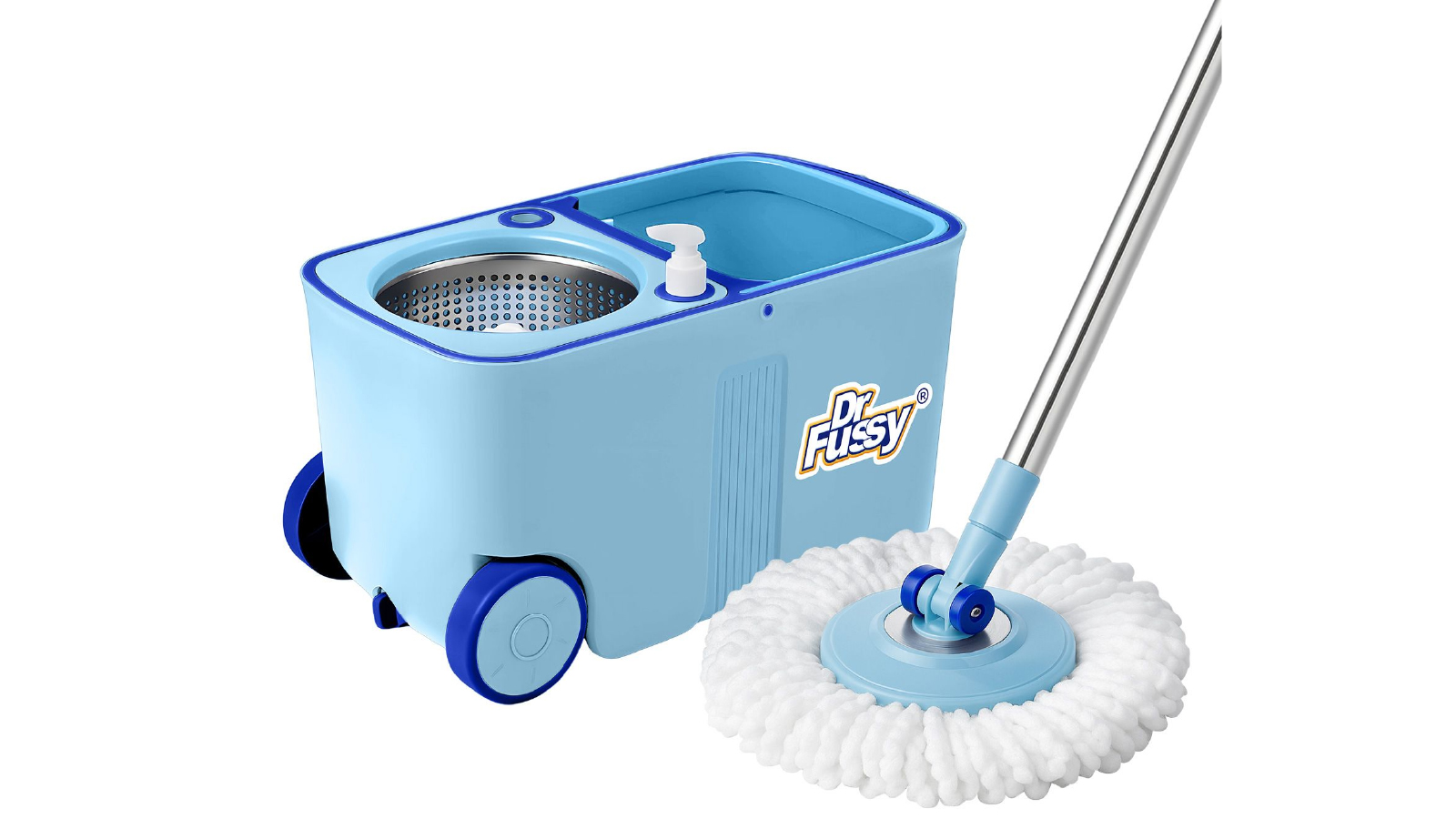 CrazySales Floor Cleaner Spin Mop Bucket with 4 Pack Spin Mop Heads 