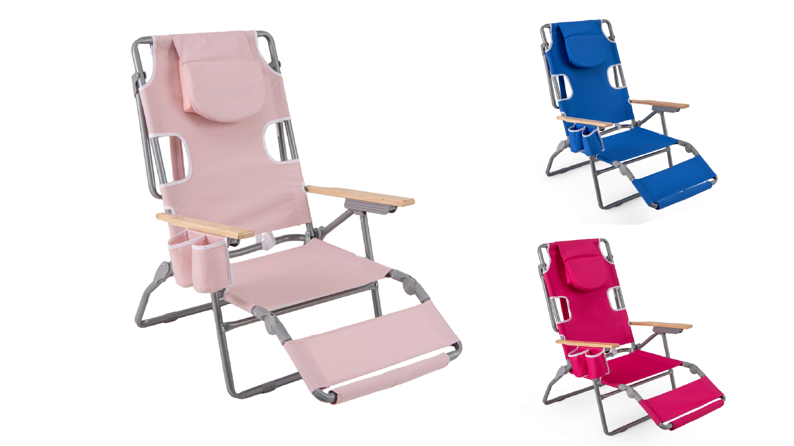 Costway Adjustable Backrest Outdoor Beach Chair with Footrest