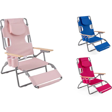 Costway Adjustable Backrest Outdoor Beach Chair with Footrest