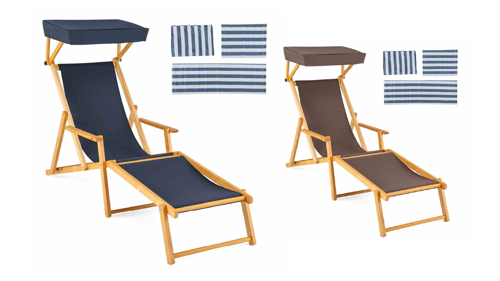 Costway Birch Wood Chaise Lounge Chair with Adjustable Canopy 
