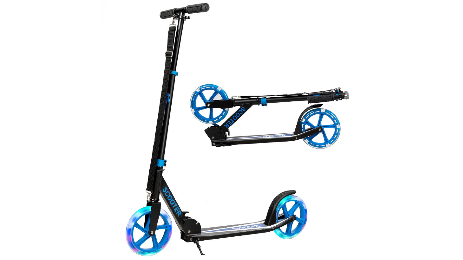 Costway Folding Pro Stunt Scooter with LED Wheel - Blue