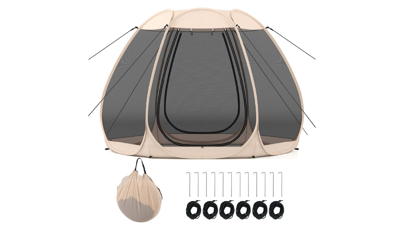 Costway 4 to 6 Person Foldable Camping Tent with All Side Netting Carry Bag