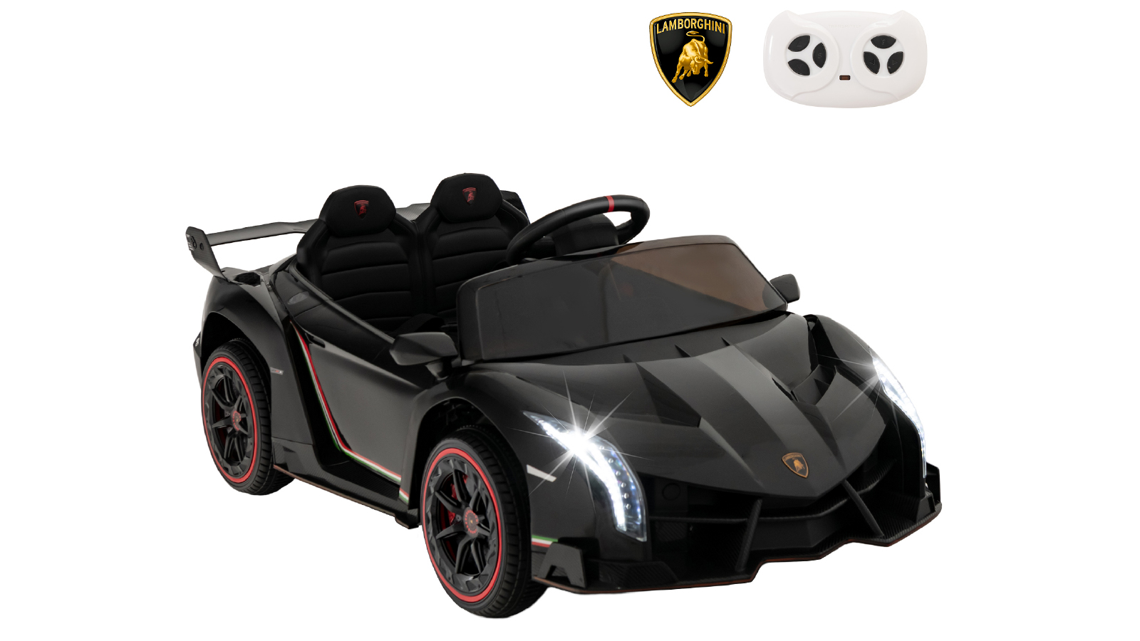 Costway 12V Ride On Car Lamborghini Licensed Battery Powered Remote Electric Vehicle Toys - Black