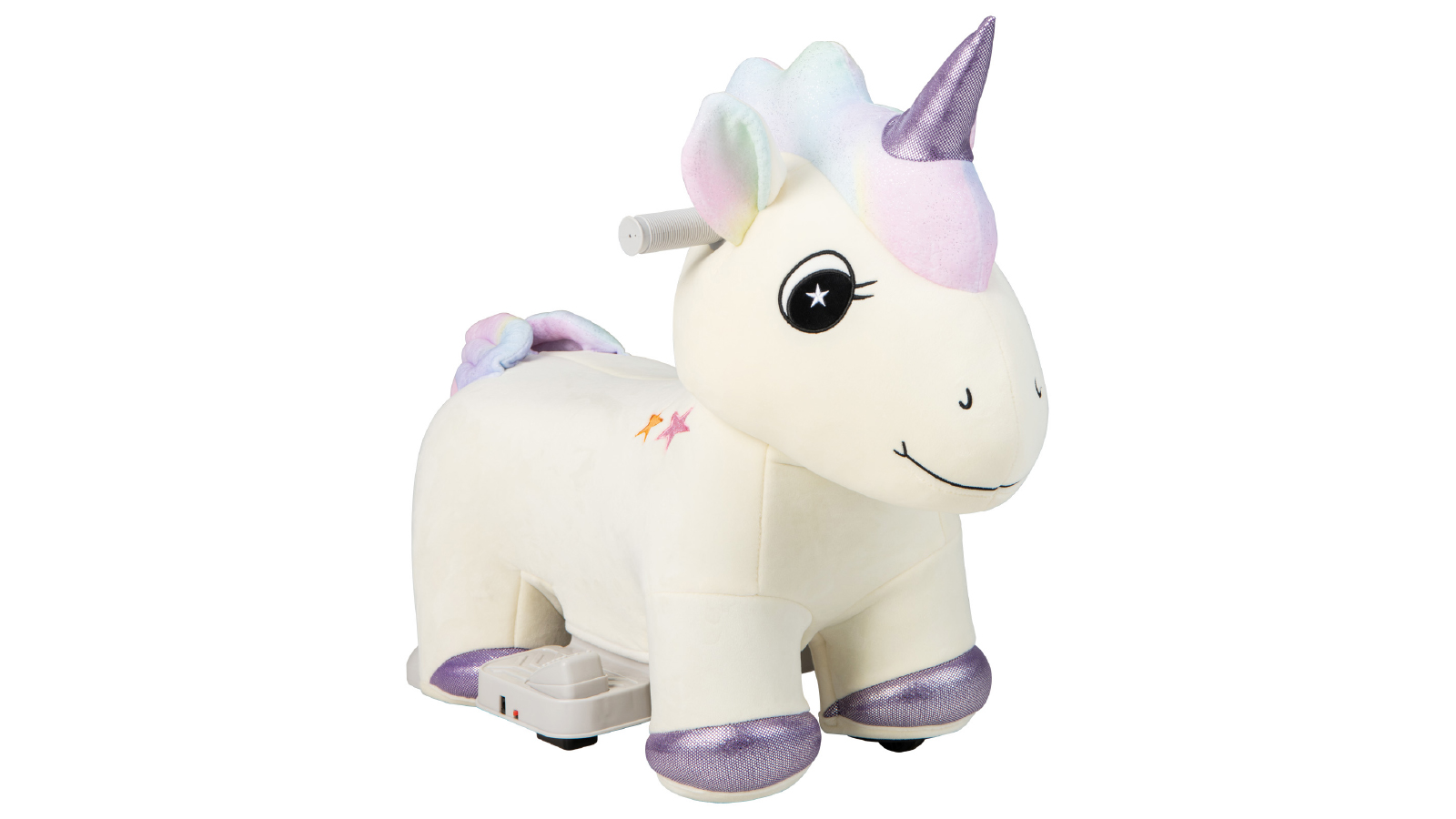 Costway Ride On Toy Electric Unicorn Toy with Music and Handlebar and Foot Paddle
