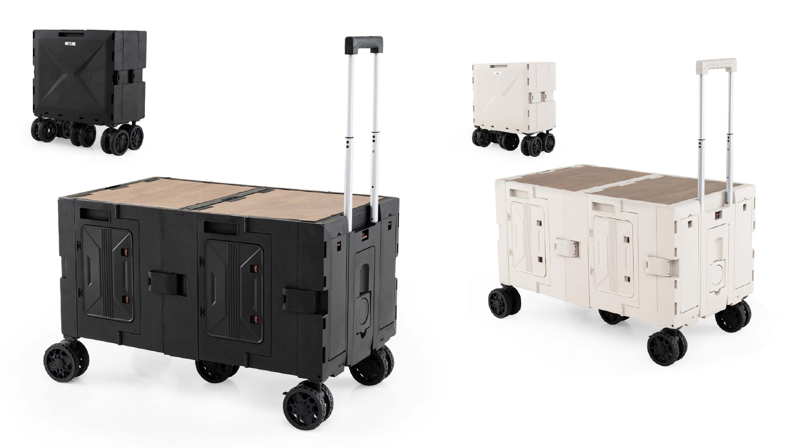 Costway Large Portable Foldable Utility Trolley Cart with 2 Storage Crates and 5 Rotate Wheels Outdoor/Indoor