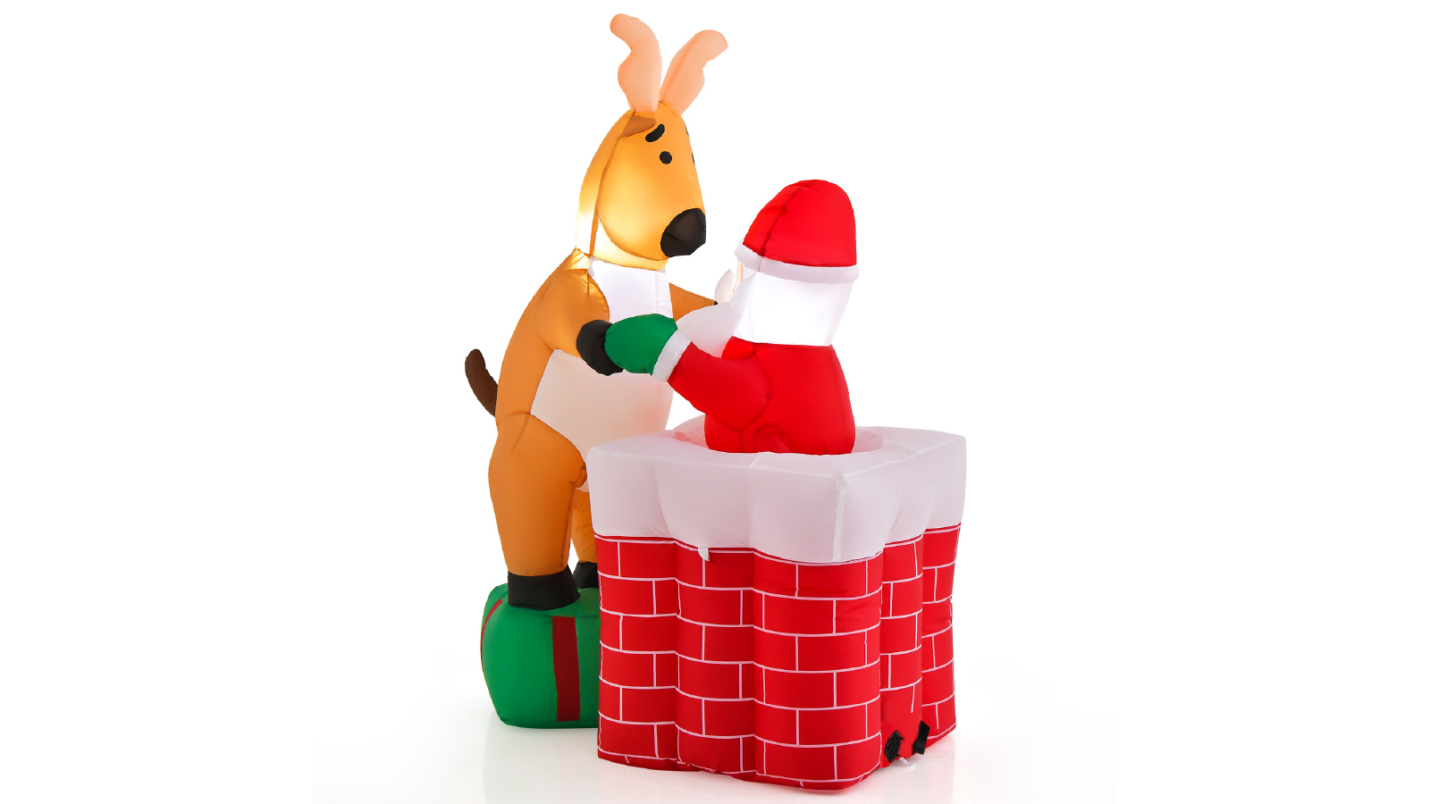 Costway Christmas Inflatables LED Decoration Pop up Santa Claus Climbing Chimney and Reindeer