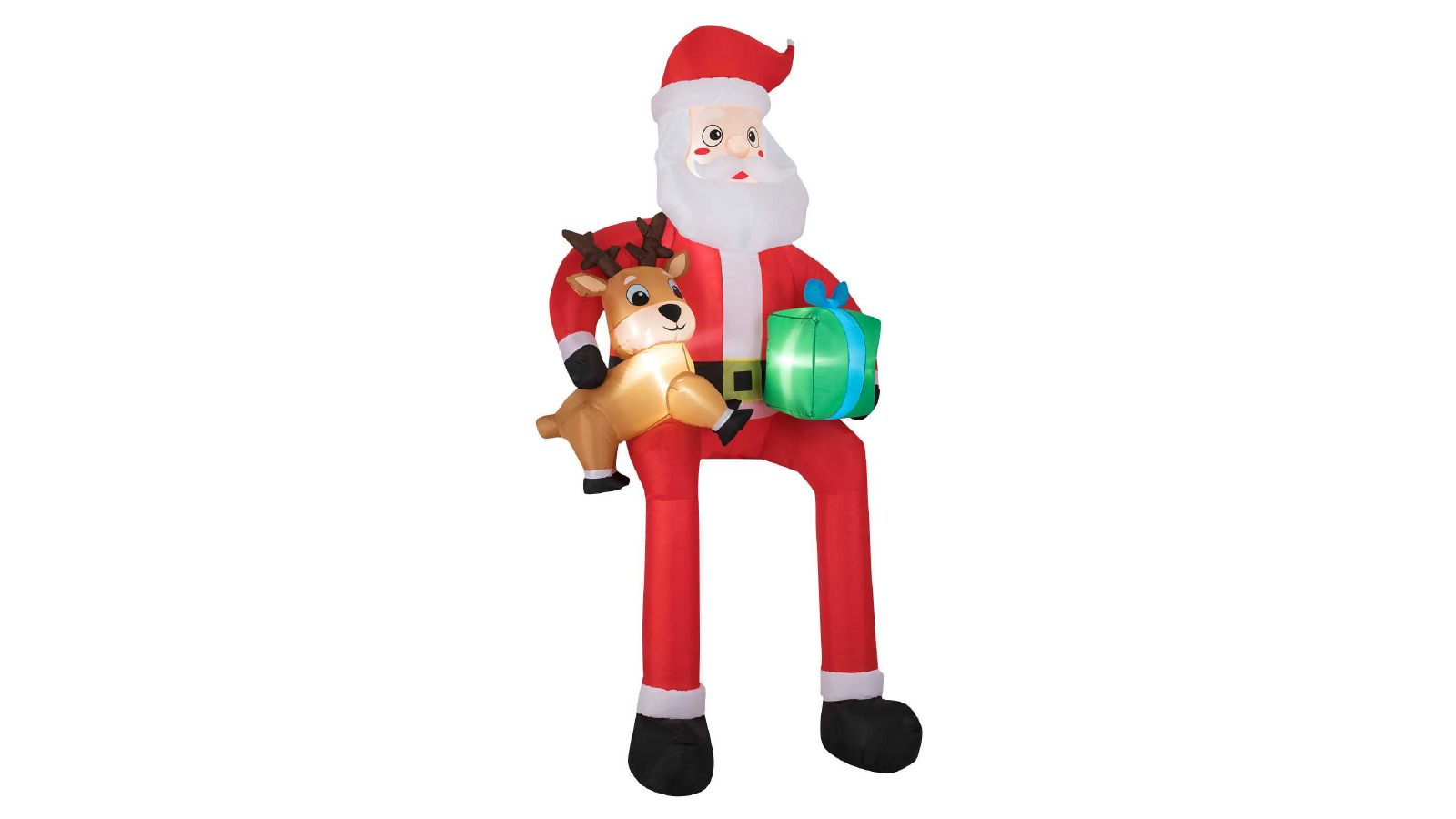 Costway 2.9m Christmas Decoration Inflatable Santa Outdoor Carrying Gift Box and Reindeer with Built in LED Lights