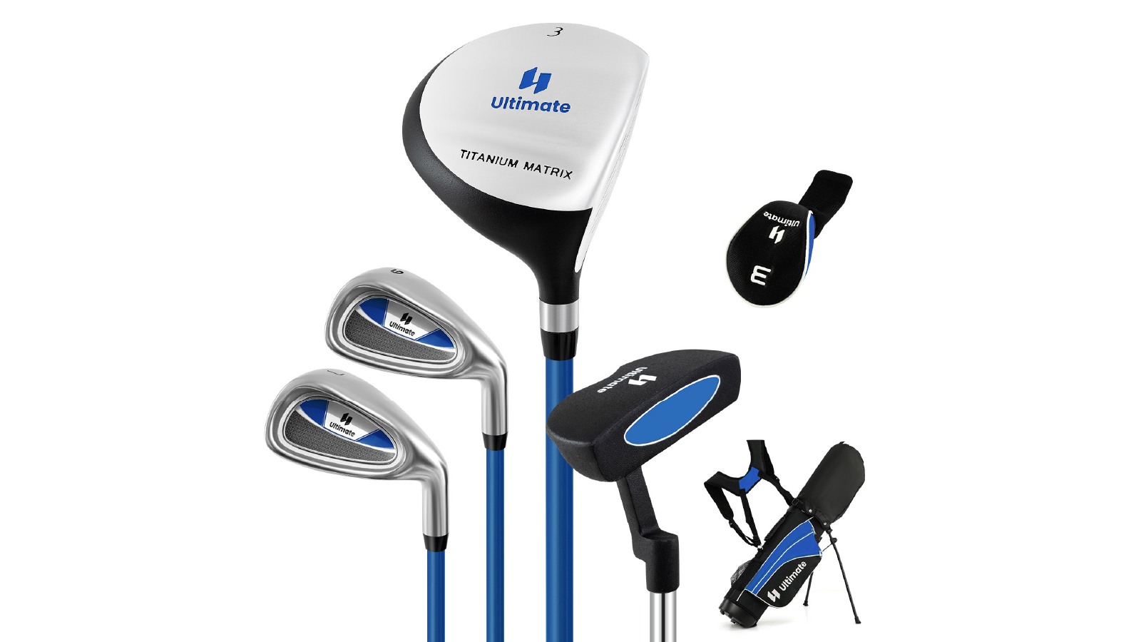 Costway Junior Golf Club Set with Stand Bag - Blue