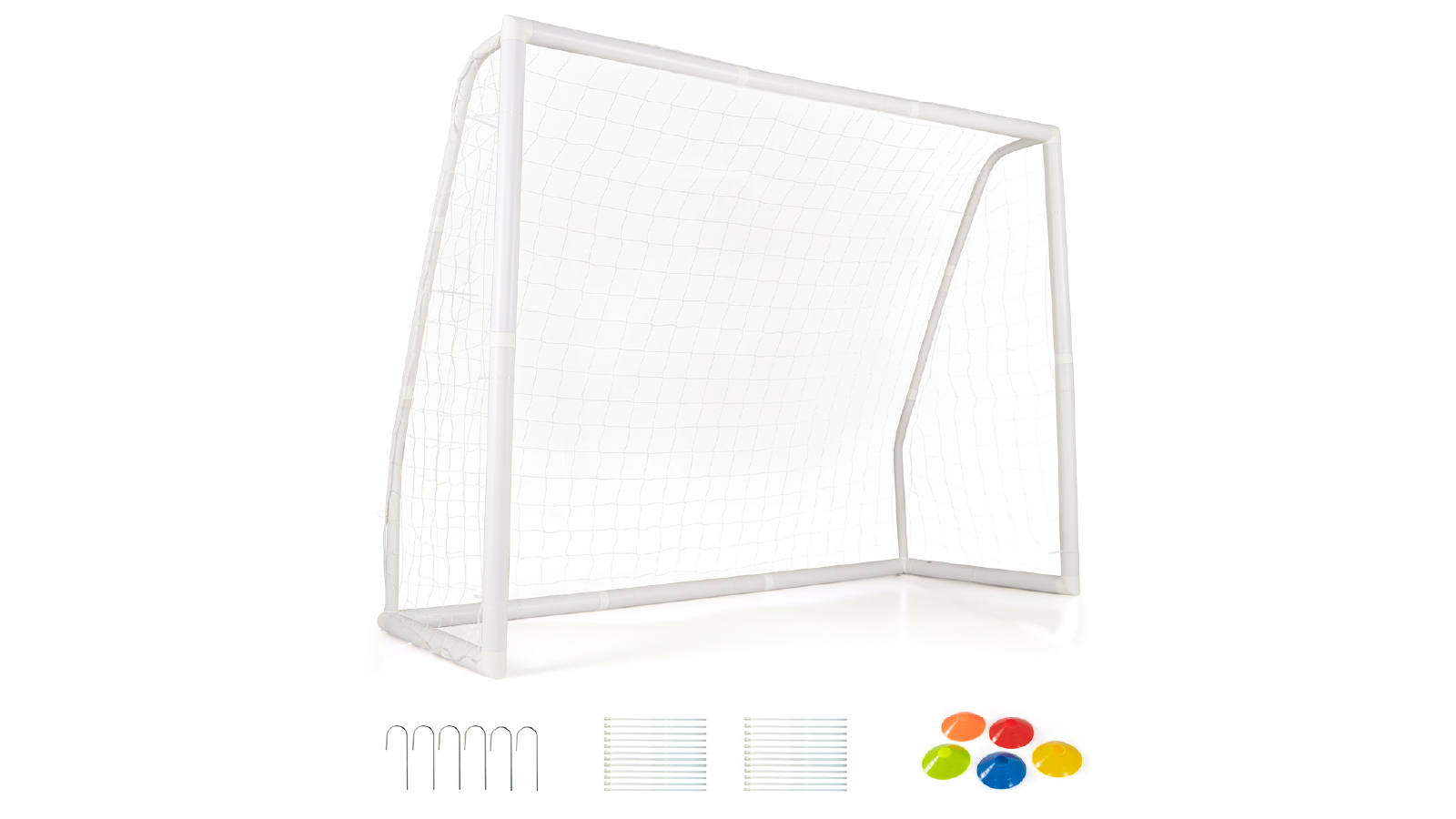 Costway 2.5m x 1.8m Soccer Goal Weather Resistant Net and UPVC Frame for Home Backyard