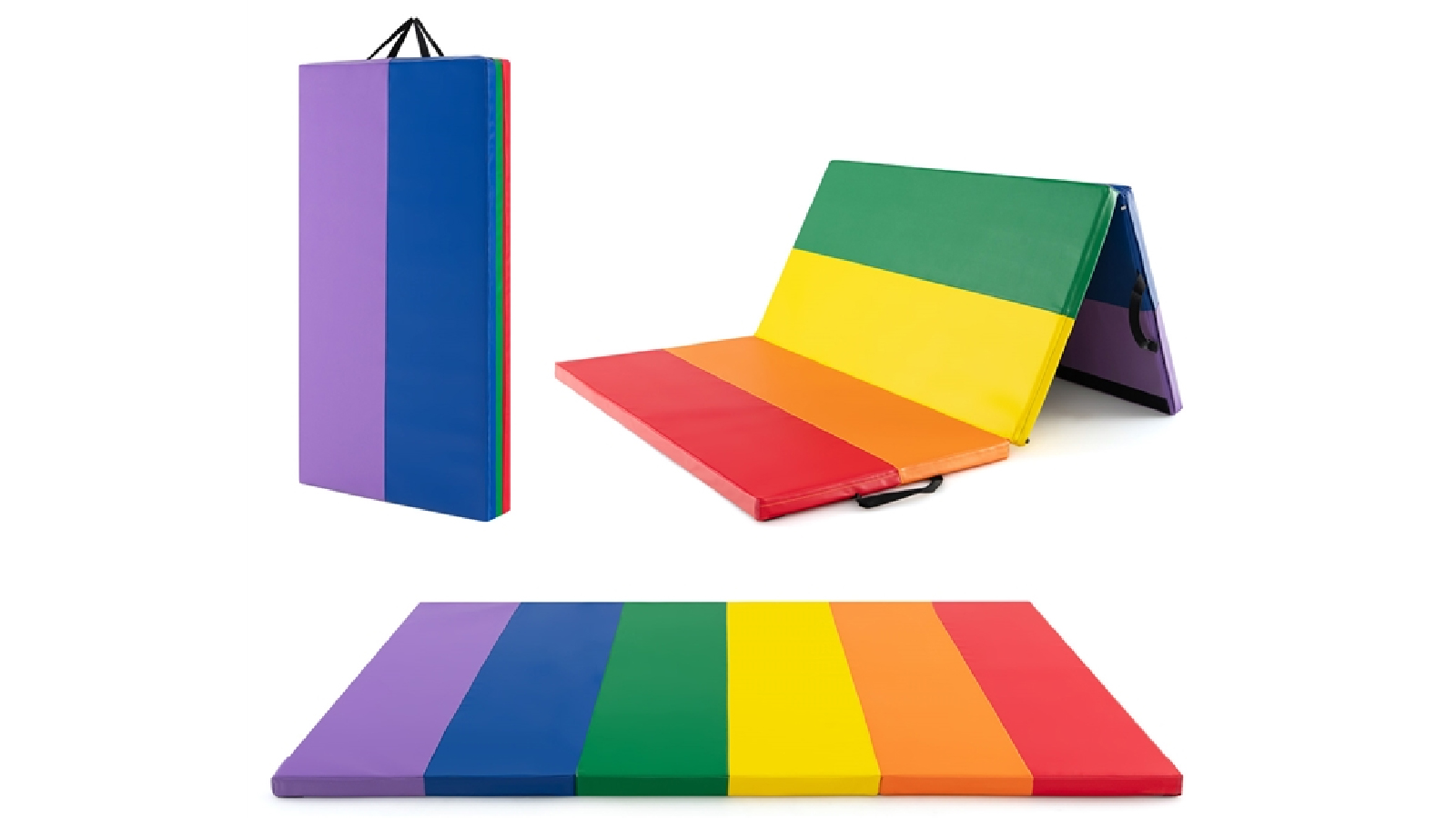 Costway 1.8 x 1.2m Gymnastics Tri Fold Thick Tumbling Mat with Carrying Handles