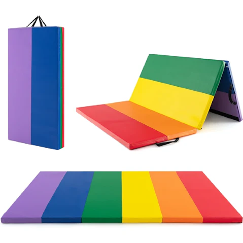 Costway 1.8 x 1.2m Gymnastics Tri Fold Thick Tumbling Mat with Carrying Handles